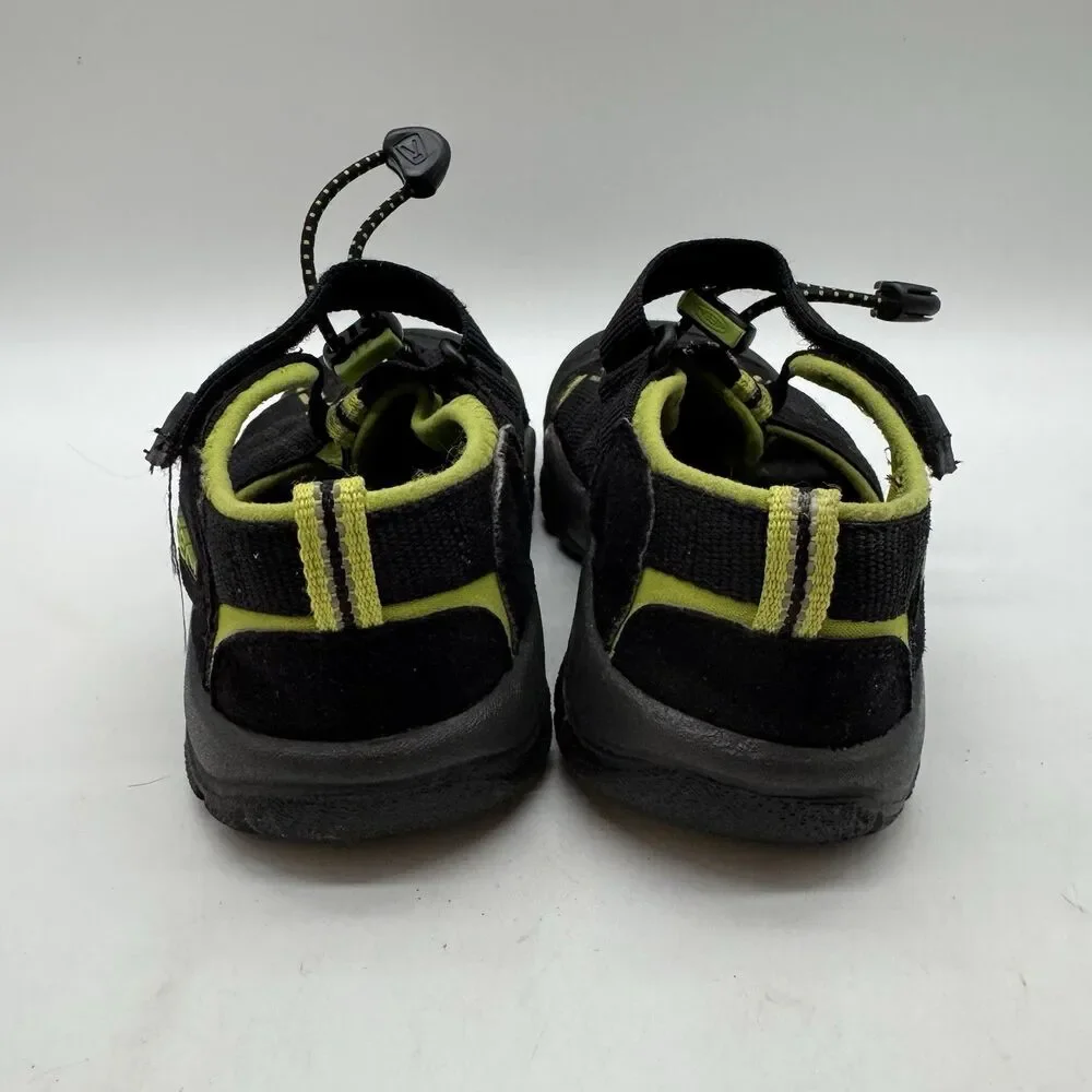 Keen Newport H2 Sport Sandals Kids 13 Black Lime Green Waterproof Lace Lock Shoe